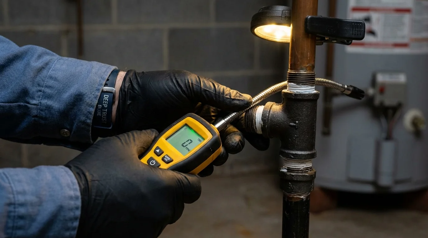 Gas leak detection with electronic sniffer by Johns Plumbing LLC in Mesilla