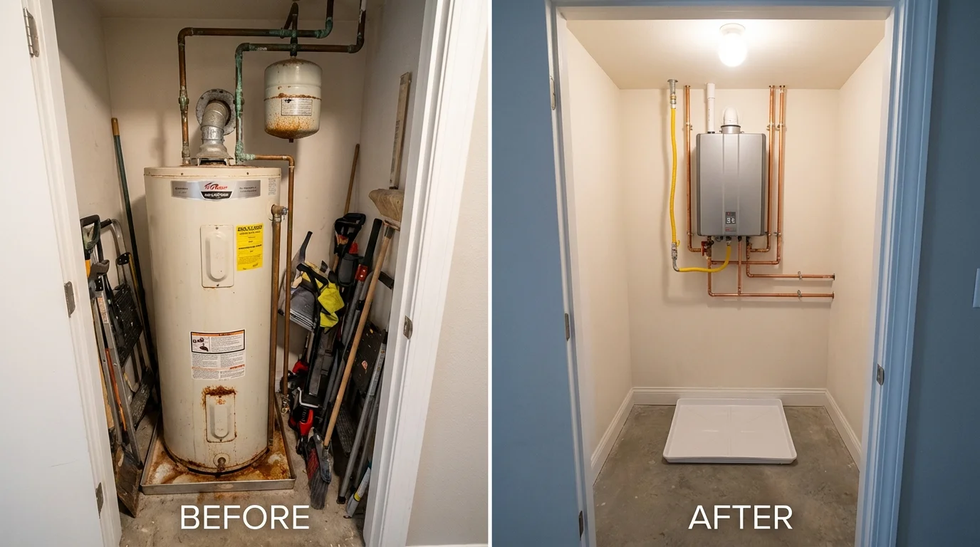 Tank water heater versus wall-mounted tankless unit comparison for Mesilla, NM homeowners