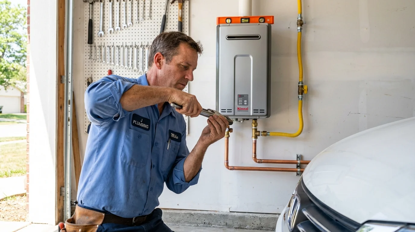 Tankless water heater installation by a Johns Plumbing LLC plumber in Mesilla